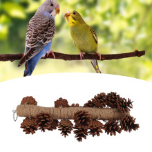 Juguete mordedor para aves de 40 cm con pico en forma de cono de pino y gancho de molienda
