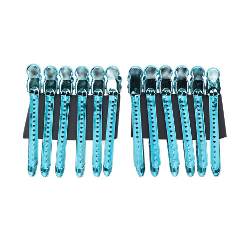 12 pezzi clip a becco d'anatra 9,5x1x1,5cm Blu ThickHair 1