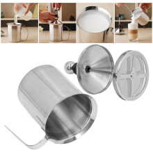 Espumador de leche manual de 800 ml, acero inoxidable, 10 x 19,7 cm