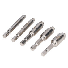 Juego de 5 extractores de tornillos HSS #0-#4 plateados