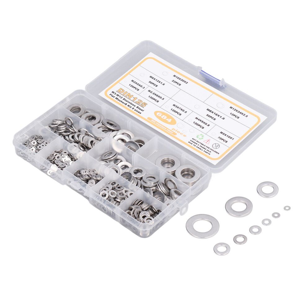 684PCS Flat Washers Galvanized Cover Fine Workmanship High Hardness M2âM12 Stainless Steel Washers-image-OPC-PHVTVTH-NEW