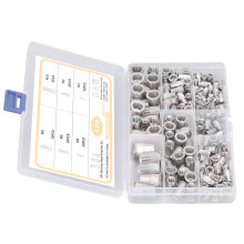 170 piezas M3-M10 de tuercas remache de acero inoxidable, de cabeza plana, plateadas