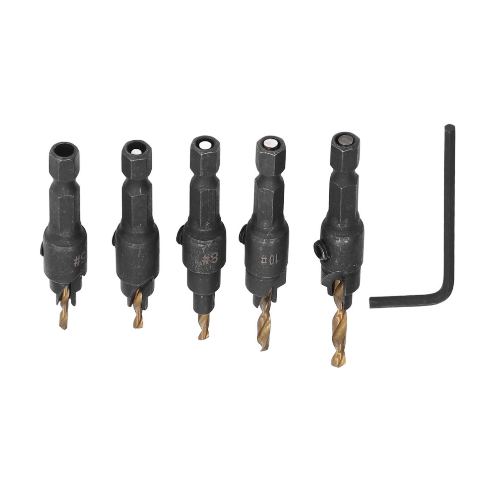 5Pcs Countersink Drill Bit 5Â12Mm High Speed Steel Hole Cutter Drilling Tool Set Kit 3791321864842