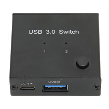 Conmutador USB 3.0 de aluminio negro 2 a 1 puertos USB