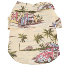 Camisas hawaianas para perros 100% algodón beige talla S