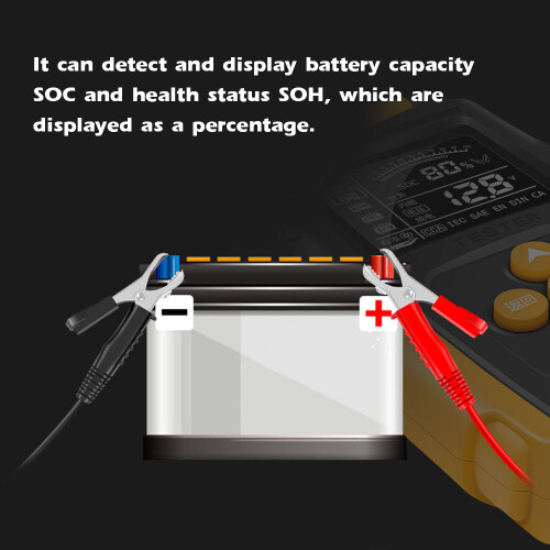 12V/24V Autobatterietester LCD, Taschenformat, SOH SOC CCA IR 1