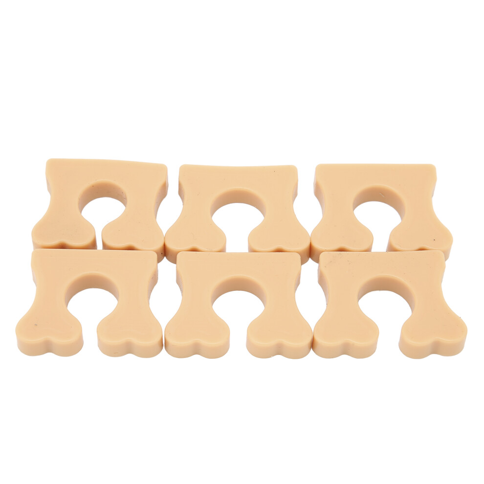 6pcs Individual Toe Separators Soft Silicone Correct Toes Relief Foot Pain Toes Separate Tool Khaki