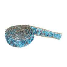 Cinta con strass 1, 2 m x 2 cm, azul agua de lago