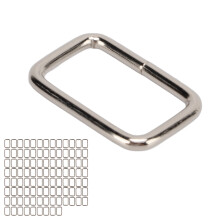 100 Stück Metallquadratschnallen & Ringe für Tasche Geldbörse DIY Hardware Silber 3x25x15mm