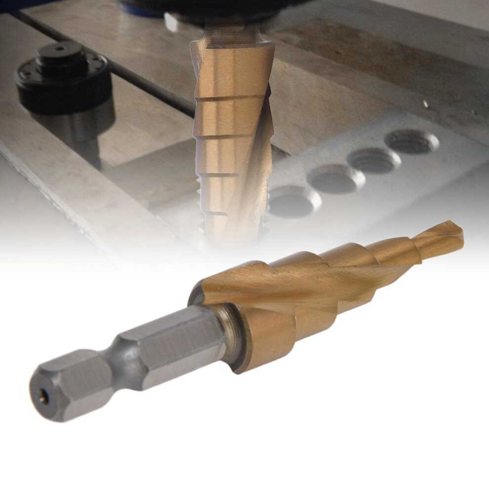 Hex Shank Step Drill High Speed Steel Titanium Plated Spiral Flute Pagoda Drills Bit 4Â12Mm 7901321882012
