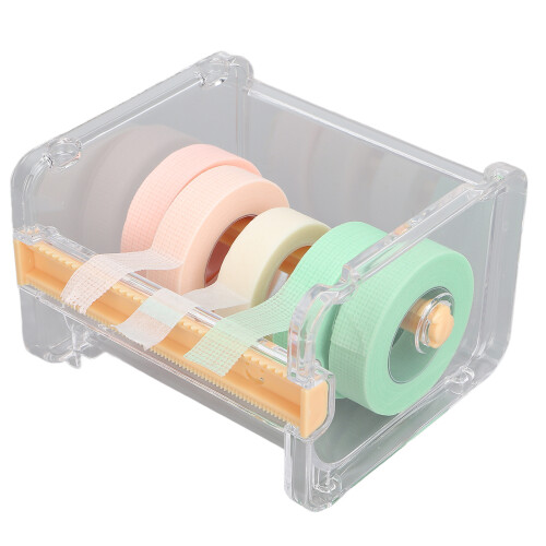 Dispenser e supporto per nastro da mascherare trasparente, arancione, per scuola e ufficio 2
