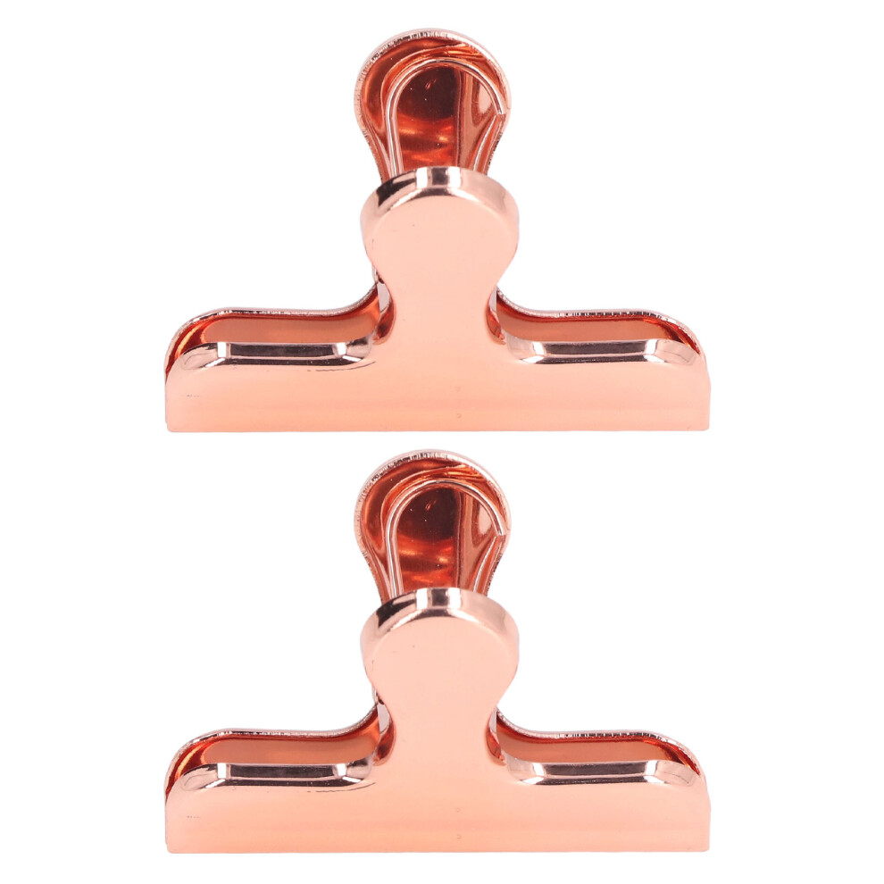2Pcs Bulldog Clips Strong Clamping Firm Rustproof Safe Sturdy Durable Glossy Surface Widely Used Chip Clipsrose 4971321884784