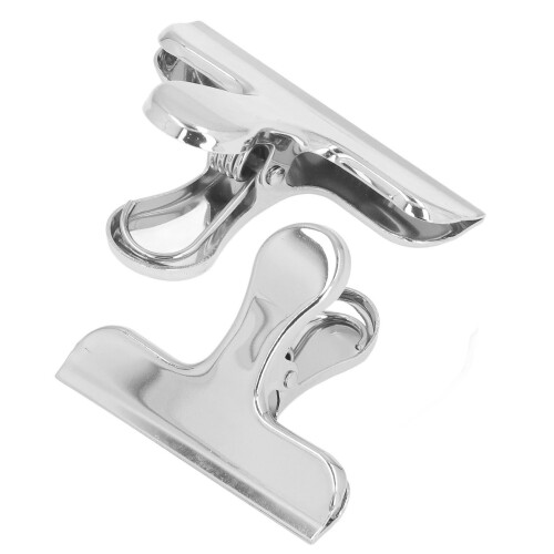 2 pezzi di clip Bulldog argento 7,6x6x3,6 cm robusti 1