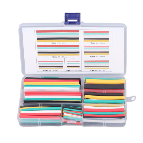 Kit di tubi termorestringenti da 140 pezzi, Ø2,0-10,0 mm, colori 1