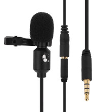 Micro-cravate cardioïde clip-on, 80 g, câble d'extension de 4 m, couleur