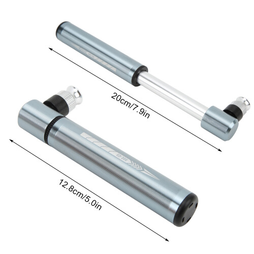Mini pompe à vélo couleur titane, 12,8 cm, 0-120 psi 2