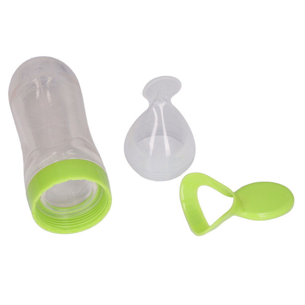 Silicone Baby Spoon Baby Cartoon Rice Cereal Spoon Baby Food Supplement Feeding Silicone Rice Cereal Bottle Spoon Green