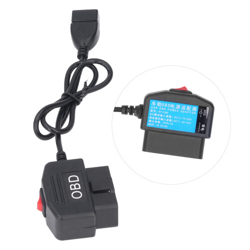 Cable de alimentación OBD 48cm/18.9in DC5V/3A interruptor negro 2