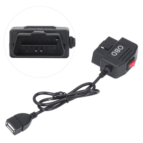 Cable de alimentación OBD 48cm/18.9in DC5V/3A interruptor negro