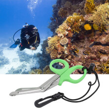 Dive Shears Safety Scuba Diving Scissors Stainless Steel Scuba Diver Shears with Lanyard and BuckleGreen