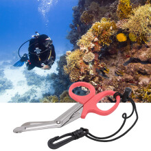 Dive Shears Safety Scuba Diving Scissors Stainless Steel Scuba Diver Shears with Lanyard and BucklePink