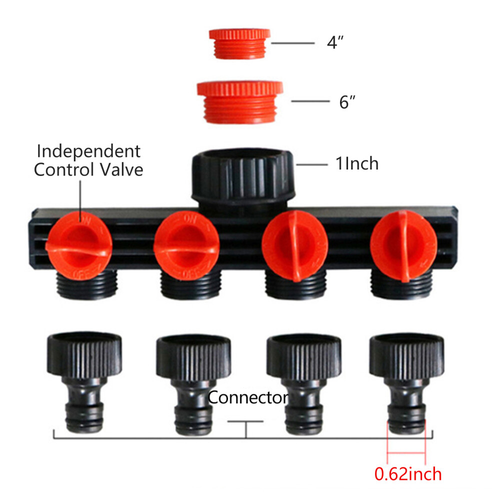 4 Way Garden Hose Splitters Faucet Diverter Tap Hose Connector Hose Pipe Splitter 4 Way Water Distributor for Outdoor Faucet Sprinkler Drip