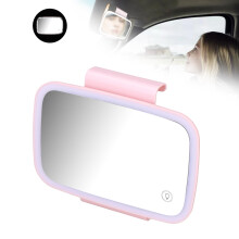 Miroir de pare-soleil universel pour voiture LED rose 400 mAh