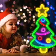 Lampada notturna USB con luce al neon LED a forma di Albero di Natale