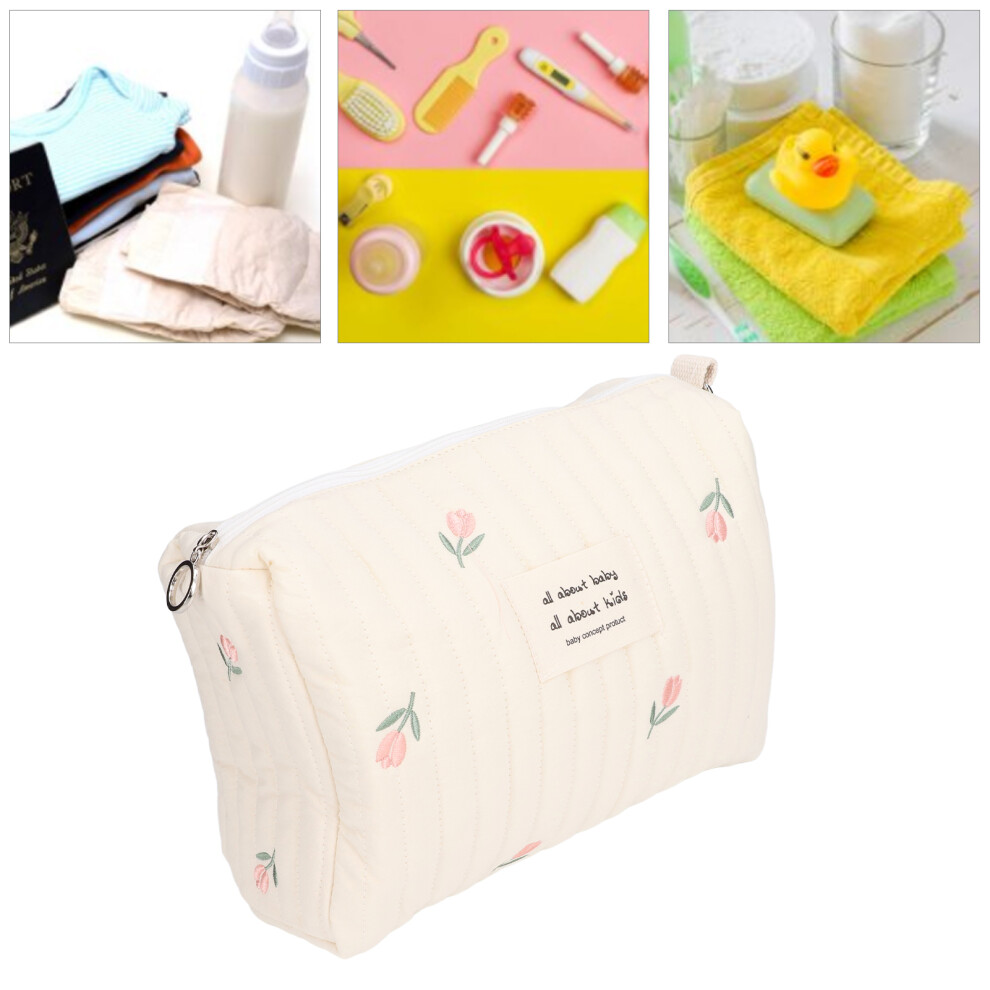 Multifunctional Portable Stroller Baby Diaper Bag Cute Pattern Nappy Diaper Storage BagTulipa Embroidery