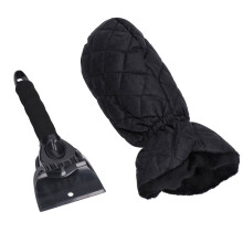 Waterproof Ice Scraper Mitt 2 in 1 Design Elastic Band Design Easy to Hold Convenient Cold Proof Car Snow Scraper GloveBlack