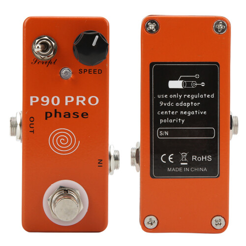 Pedal de phaser metálico Phase Effect naranja con perilla de 9V
