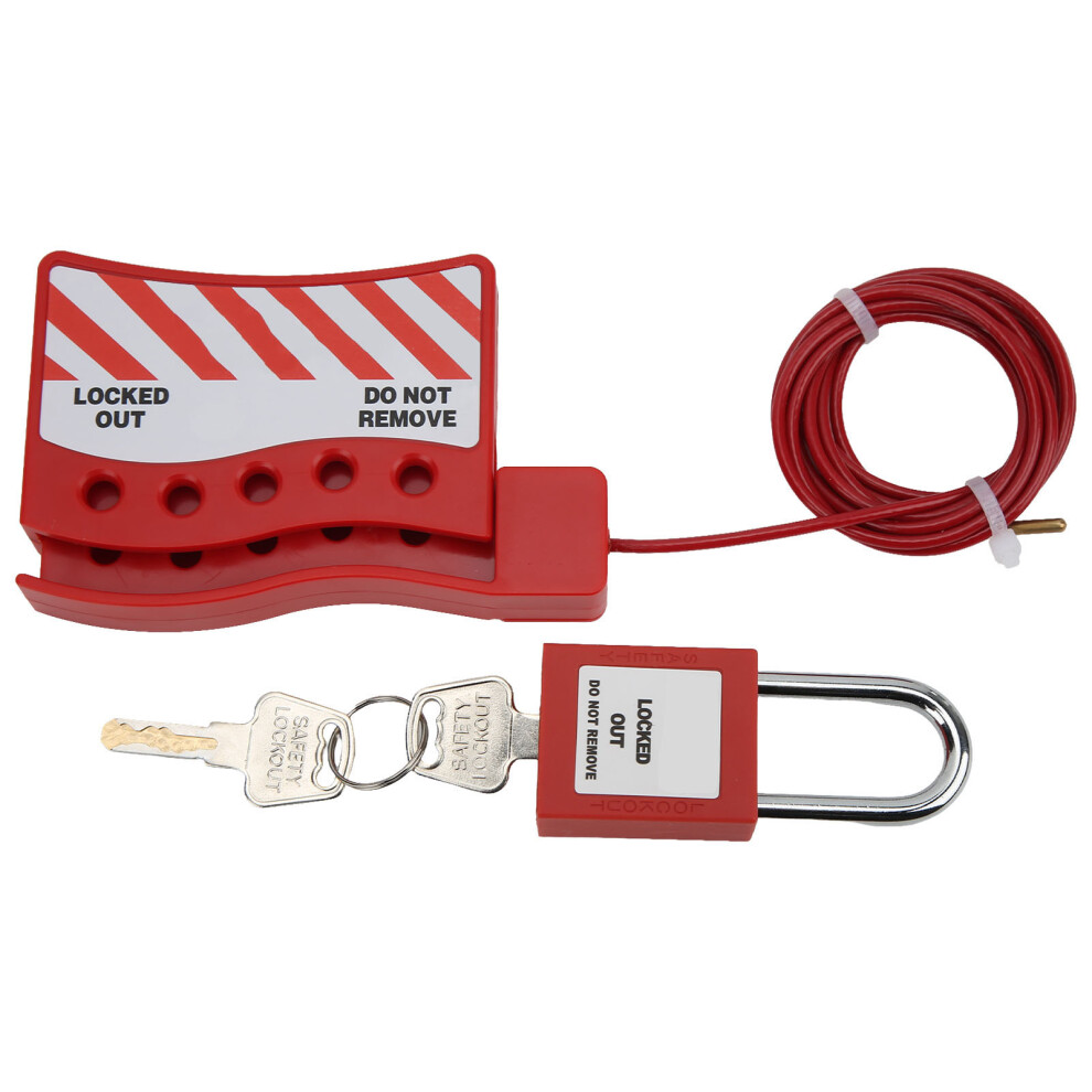 Cable Lock Adjustable Metal Security Cable Lockout With 38Mm Padlock For Gate Valve Electrical Cabinet 4401321908574