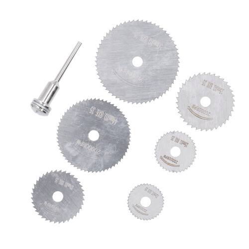 Ensemble de 7 disques de scie miniatures - acier rapide, 22-50 mm
