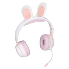 Casque Bluetooth 5.0 à oreilles de lapin 40 mm 400 mAh Blanc Rose