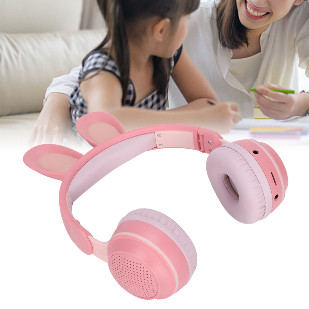 Rabbit Ear Bluetooth 5.0 Headphones Folding Kids Wireless Headset With Led Color For Pc Tablet Online Learningpink Light 9371321909480