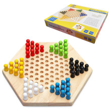 Portable Chinese Checker Game Set Rubber Wood Chinese Checkers Chinese Strategy Board Game Children Puzzle Game