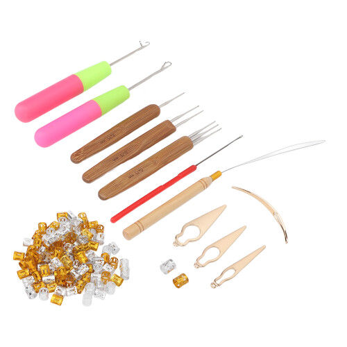 Ensemble de crochets pour perles de dreadlocks, de 0,75 mm à 8 mm, doré 1