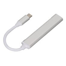 Docking Hub USB-C 4-in-1 in alluminio argentato compatto