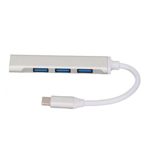 Docking Hub USB-C 4-in-1 in alluminio argentato compatto 1
