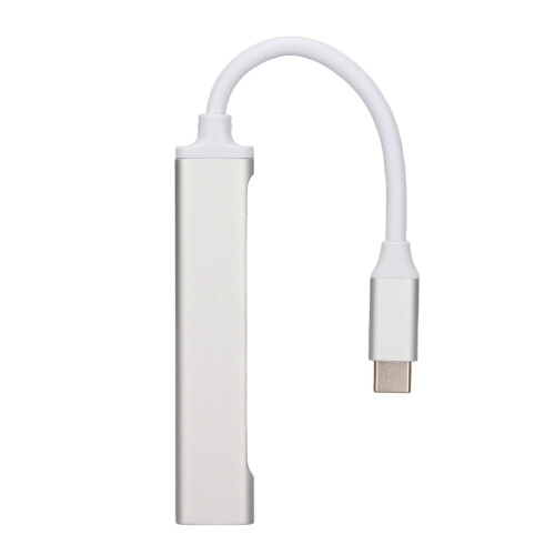 Docking Hub USB-C 4-in-1 in alluminio argentato compatto 2