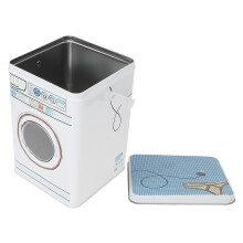 Bocal en métal bleu pour poudre à laver 2 L rangement durable pour tablettes de lavage