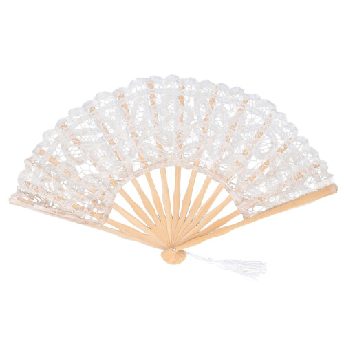 Abanico plegable Hallow encaje beige 27cm 49-59g bambú 1