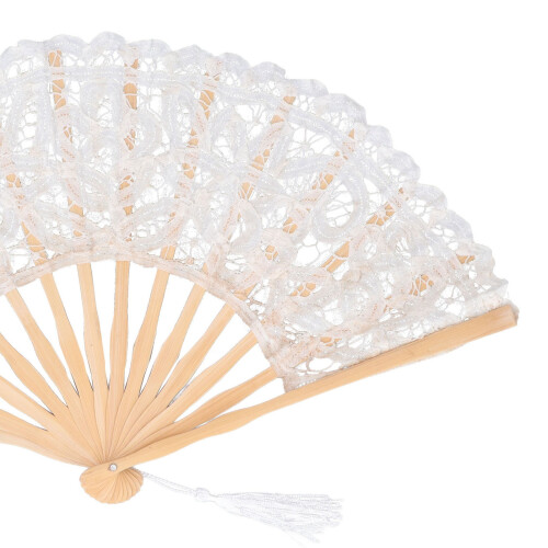 Abanico plegable Hallow encaje beige 27cm 49-59g bambú 2