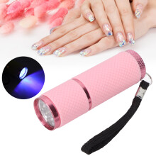 Lámpara de uñas en forma de linterna 9 LEDs 1 W aluminio rosa