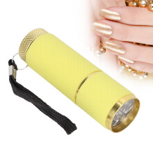 Lámpara de uñas tipo linterna compacta 9 LEDs 1W 3xAAA Amarillo