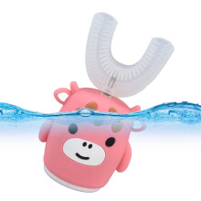 Cepillo de dientes para niños en forma de U de silicona rosa 111g 500mAh