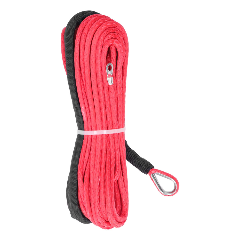 Trailer Winch Rope 6Mmx15m/ 1/4Inx50ft Synthetic Fibre Red Replacement For Smittybilt Suvs Trucks Atvs 8071321919854