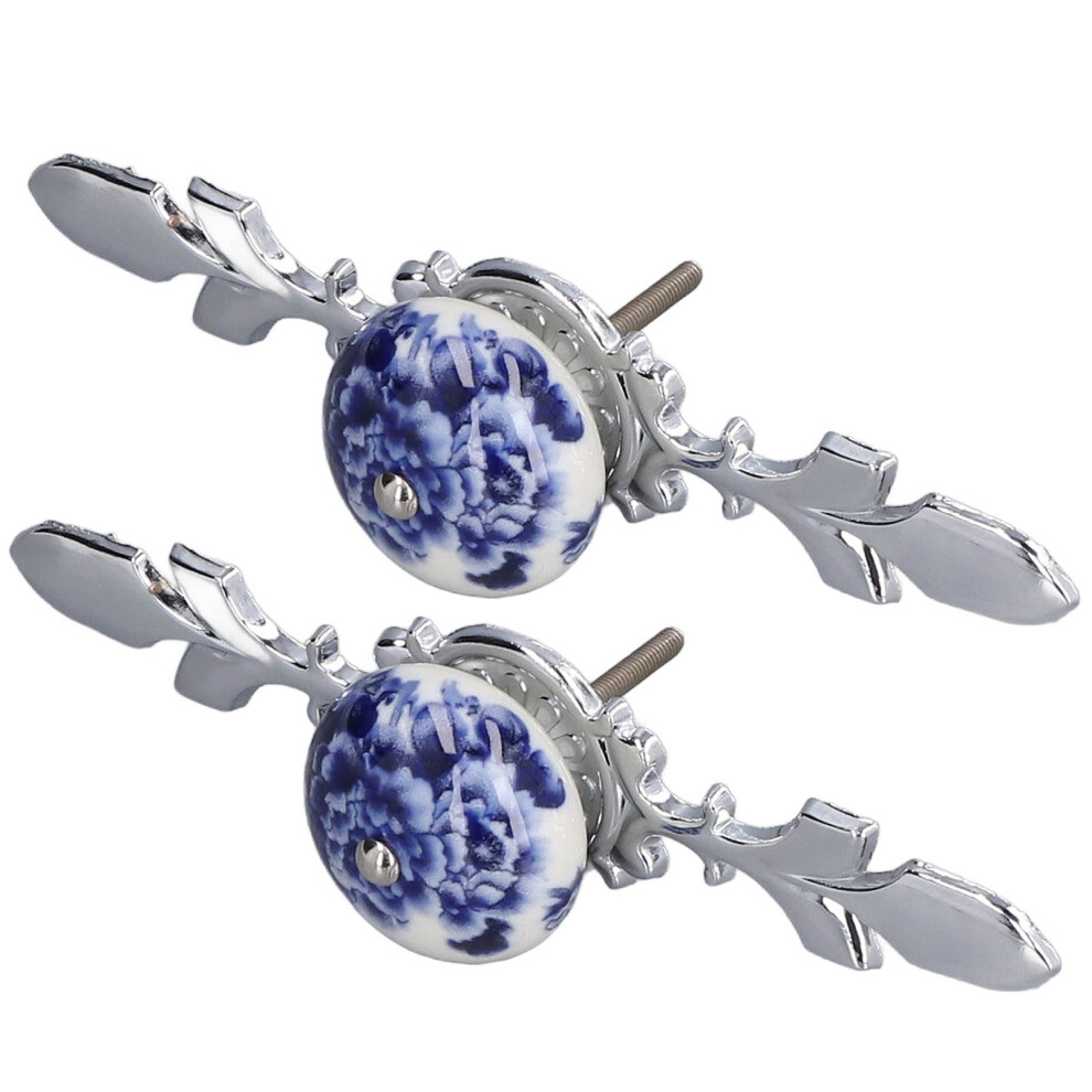 2Pcs/Set Ceramic Cabinet Handle Modern Simple Style Hand Painted Ceramic Cabinet Knobs1060d Peony Blue And White Porcelain 8491321918266