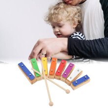 Xilofono di legno per bambini con 8 toni, tasti multicolori, giocattolo musicale educativo