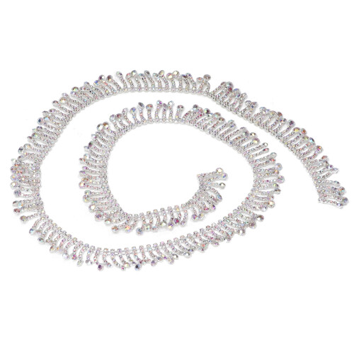 Catena a frange di strass 2,2 cm 1 iarda Argento AB 1